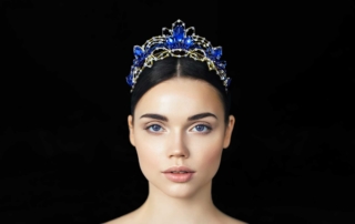 Blue Beaded Headpiece Person